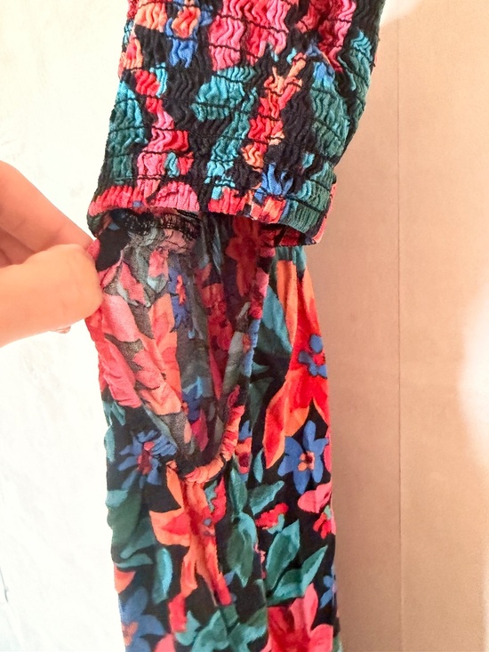 Roxy Hot Tropics Floral Smocked Cut-Out Tiered Maxi Dress Tropical Boho S - Picture 6 of 9